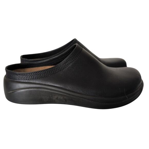 Birkenstock Tatami Chunky Black Leather Clogs Women 6.5/37 Shoe Slip On Comfort - Picture 1 of 7